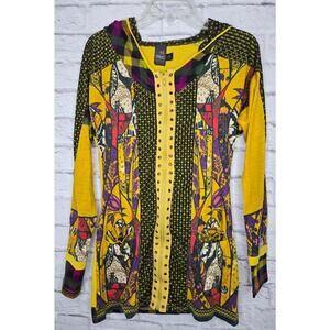 Vintage Anac by Kimi Y2K patchwork wool floral polka dot full zip hoodie Medium.